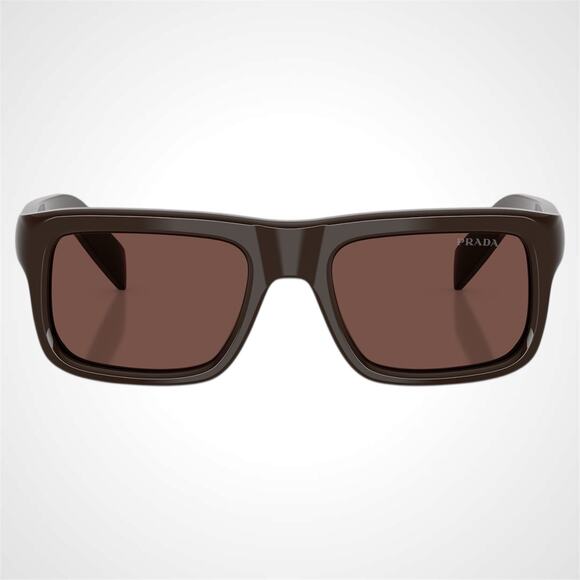 New PRADA Sunglasses Brown Rectangle Black Chocolate Lens Men 54mm - Picture 2 of 6